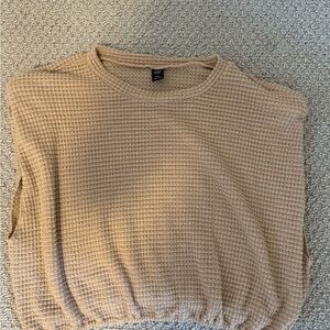 SHEIN Tan Waffle Knit Crop Top